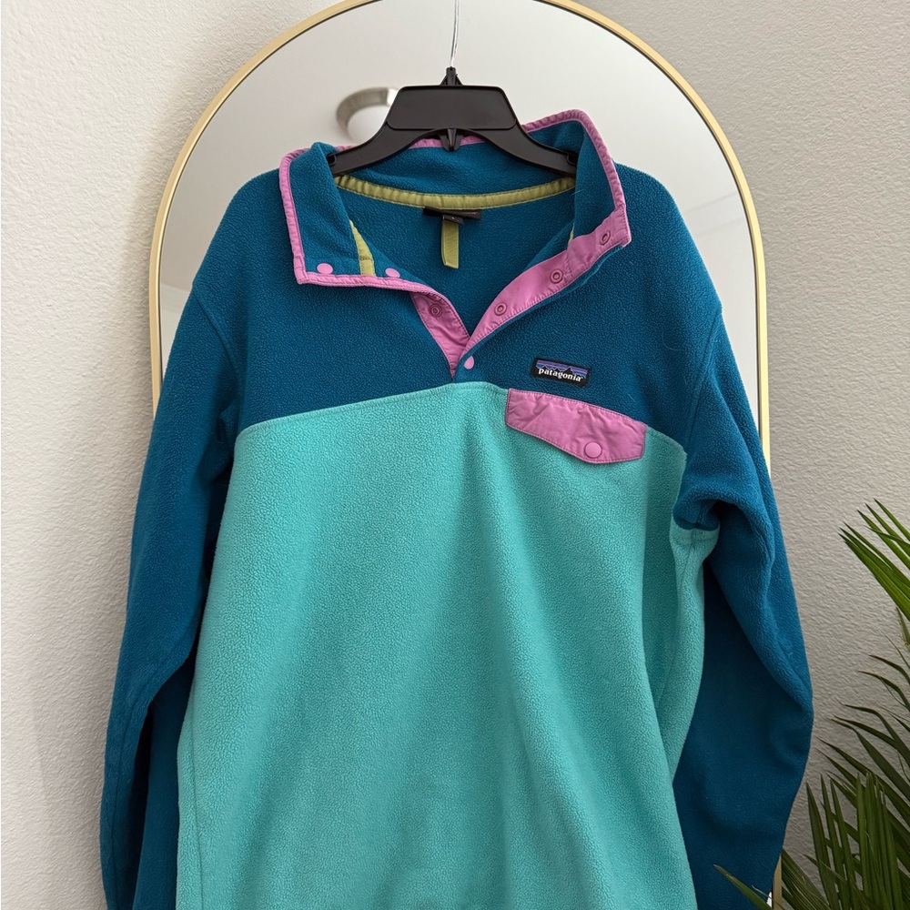 Patagonia Blue and Pink Snap-T Fleece